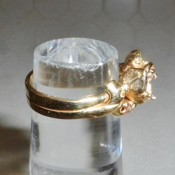Vtg Custom 14k Black Hills Gold Semi-Mount Ring 5.84 grams Tri-color sz 7 - Picture 7 of 12